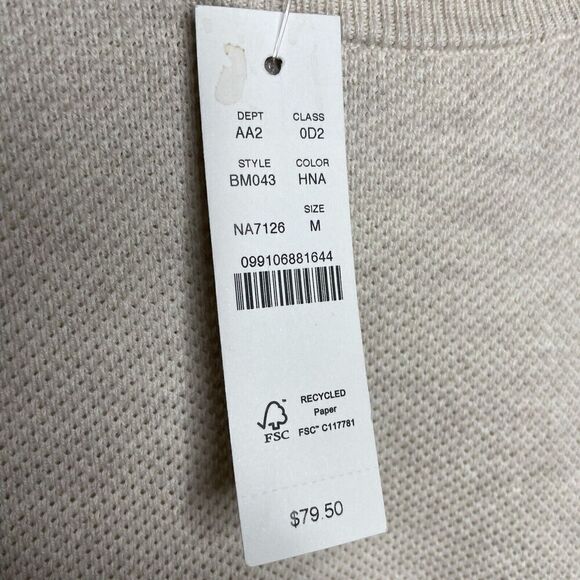 J.CREW Sweater Men Medium Cotton Pique Pullover NEW Beige Crewneck BM043 - Picture 12 of 15